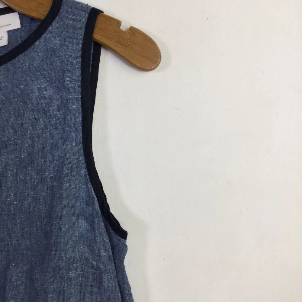 J. Jill Women's Seamed Love Linen Dress V-Neck Pullover Sleeveless Blue Size S - Picture 4 of 16